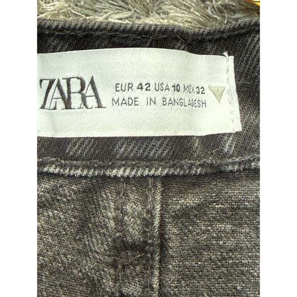 NWT Zara Women's Black High Waisted Frayed Hem Cut Off Denim Shorts Size 10 - Picture 6 of 13